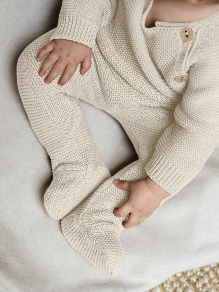 Комплект вязаный детский штанишки с кофточкой Pure Love Set, демисезонный, молочный