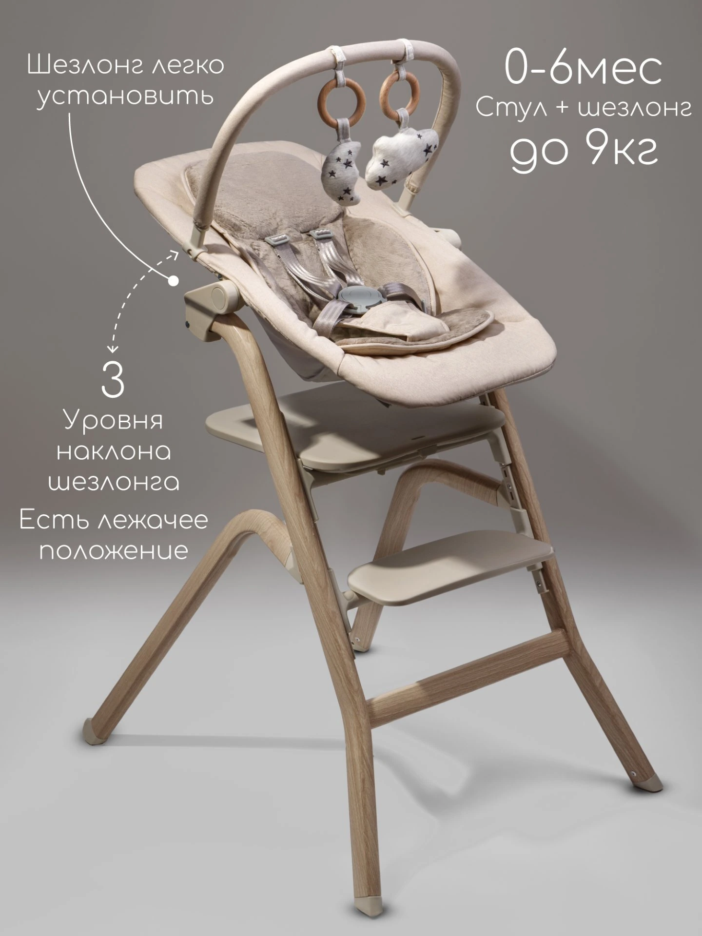 Стульчик для кормления 3 в 1 Winnie молочный