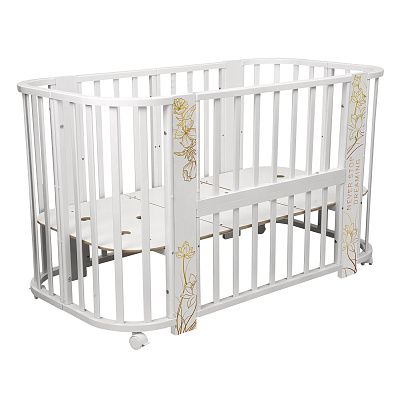 Кровать детская "Indigo "Green Line" 5 в 1 с поперечным маятником цветы