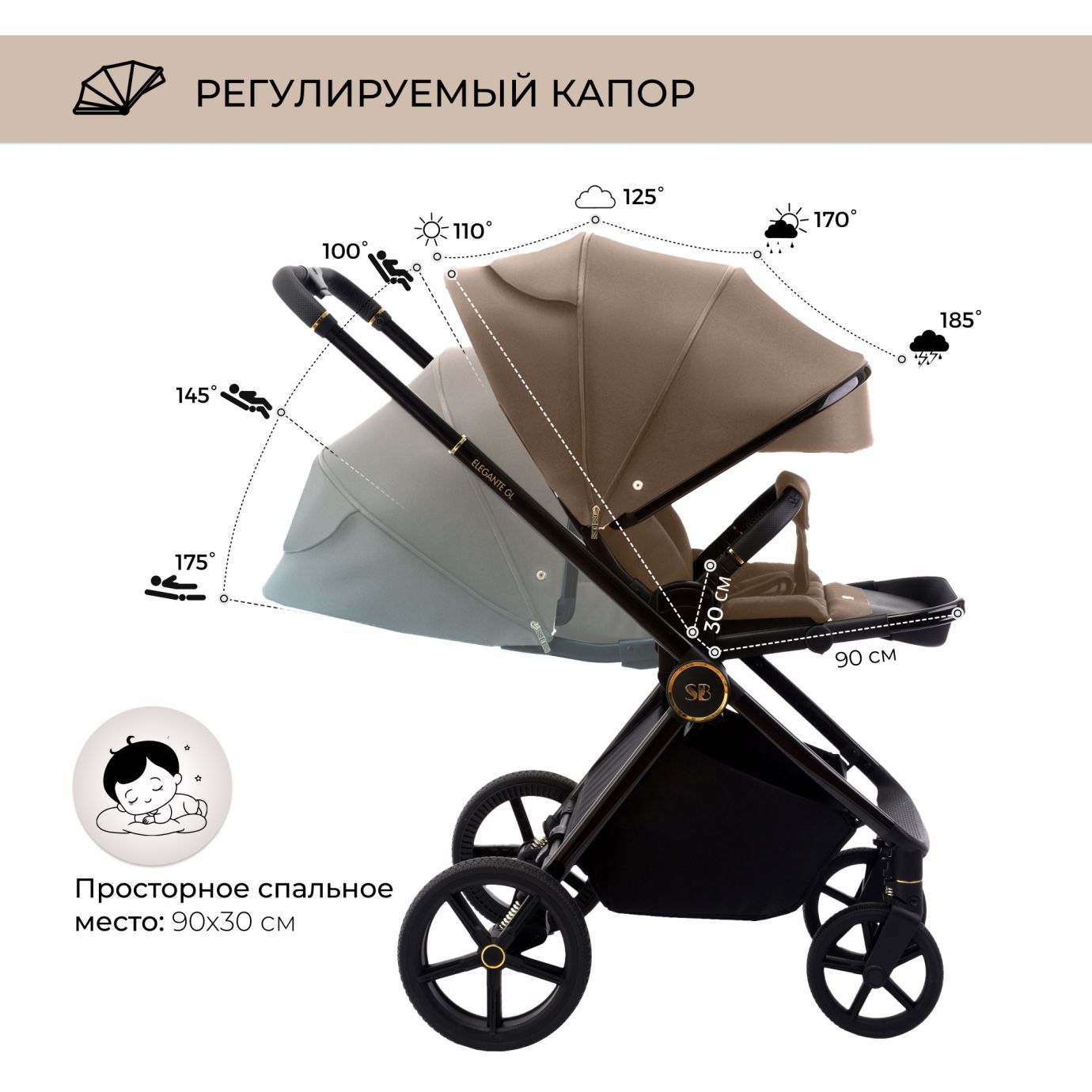 Прогулочная коляска Elegante GL Brown
