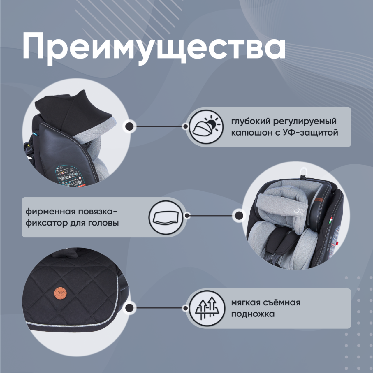 Автокресло поворотное группа 0123 (0-36) Suburban 360 Isofix Gray