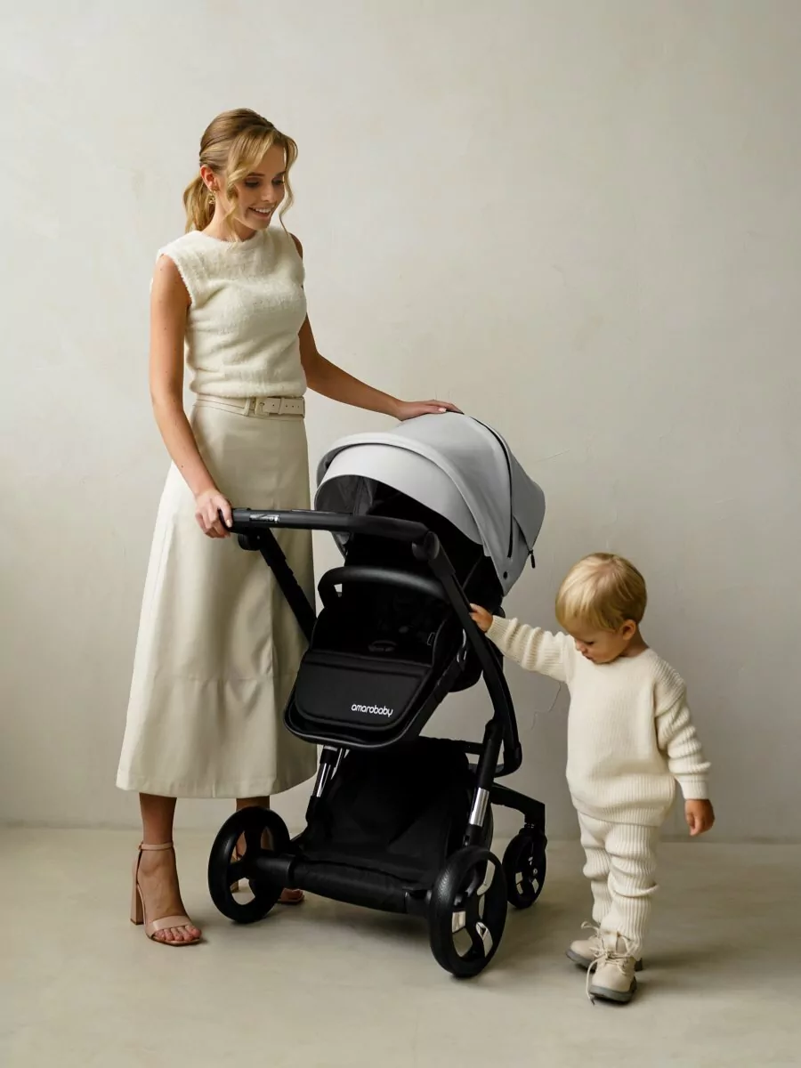 Коляска детская из экокожи 2 в 1 TUTUM белая