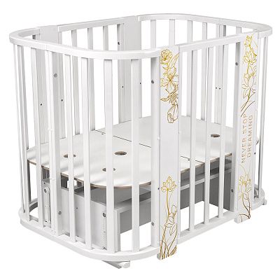 Кровать детская "Indigo "Green Line" 5 в 1 с поперечным маятником цветы