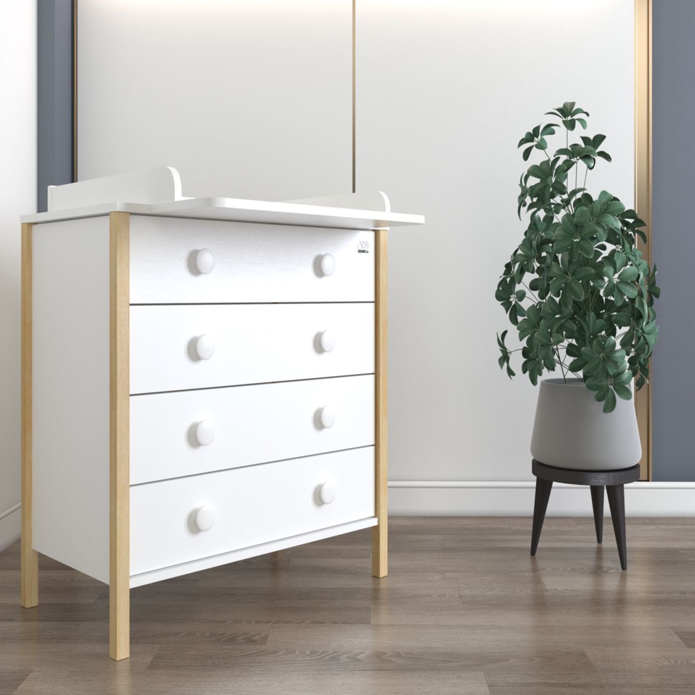 Пеленальный комод Giovanni Белый/Натуральный