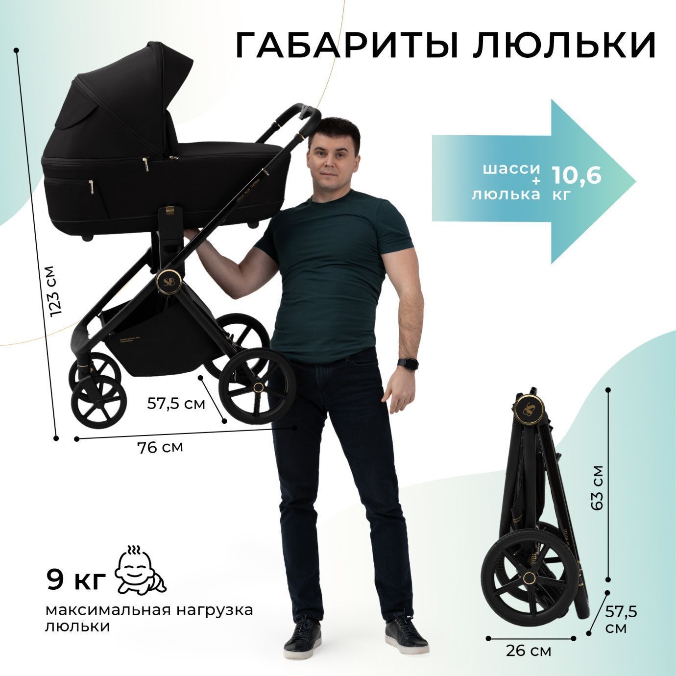 Коляска 2в1 Sweet Baby Stella Plus Therma Black