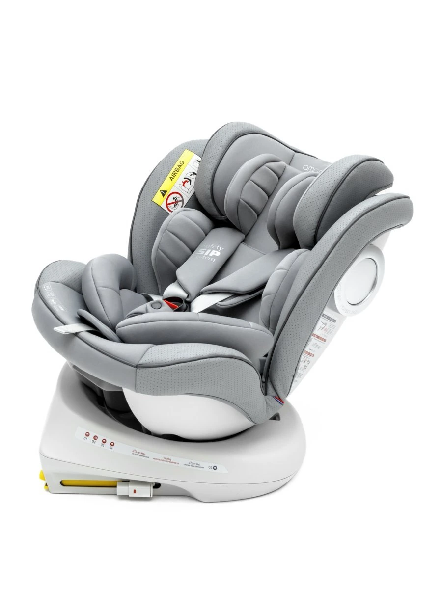 Автокресло детское CHAMPION, Isofix класс D, группа 0+/1/2/3 серый