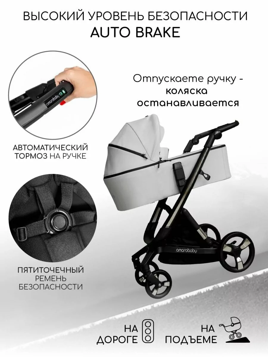 Коляска детская из экокожи 2 в 1 TUTUM белая