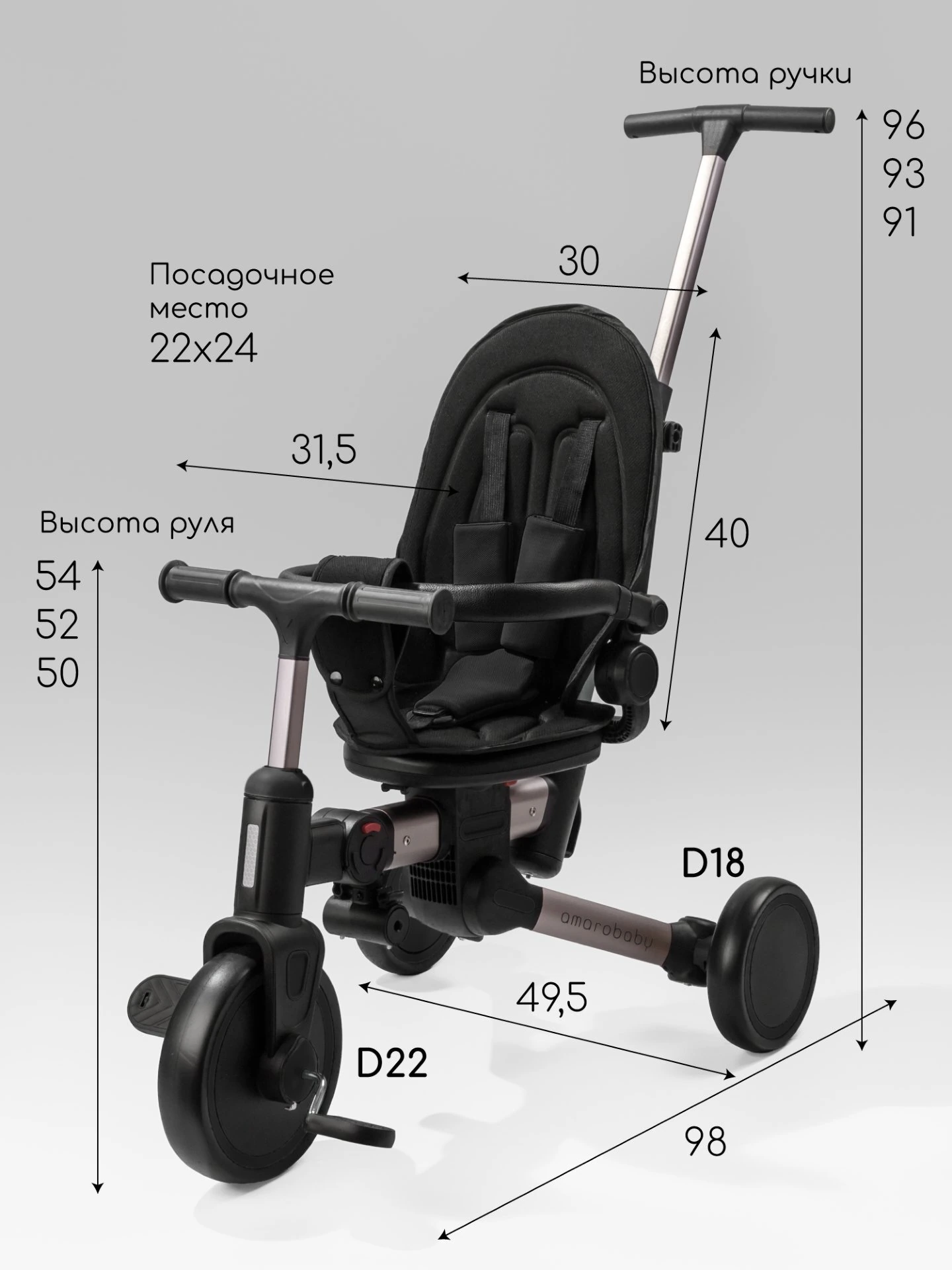 Велосипед многофункциональный Amarobaby, MultiRide черный