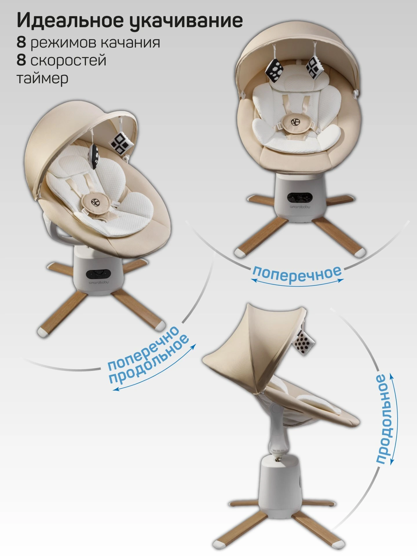 Качели электронные детские Jolly swing, молочный, белый вкладыш