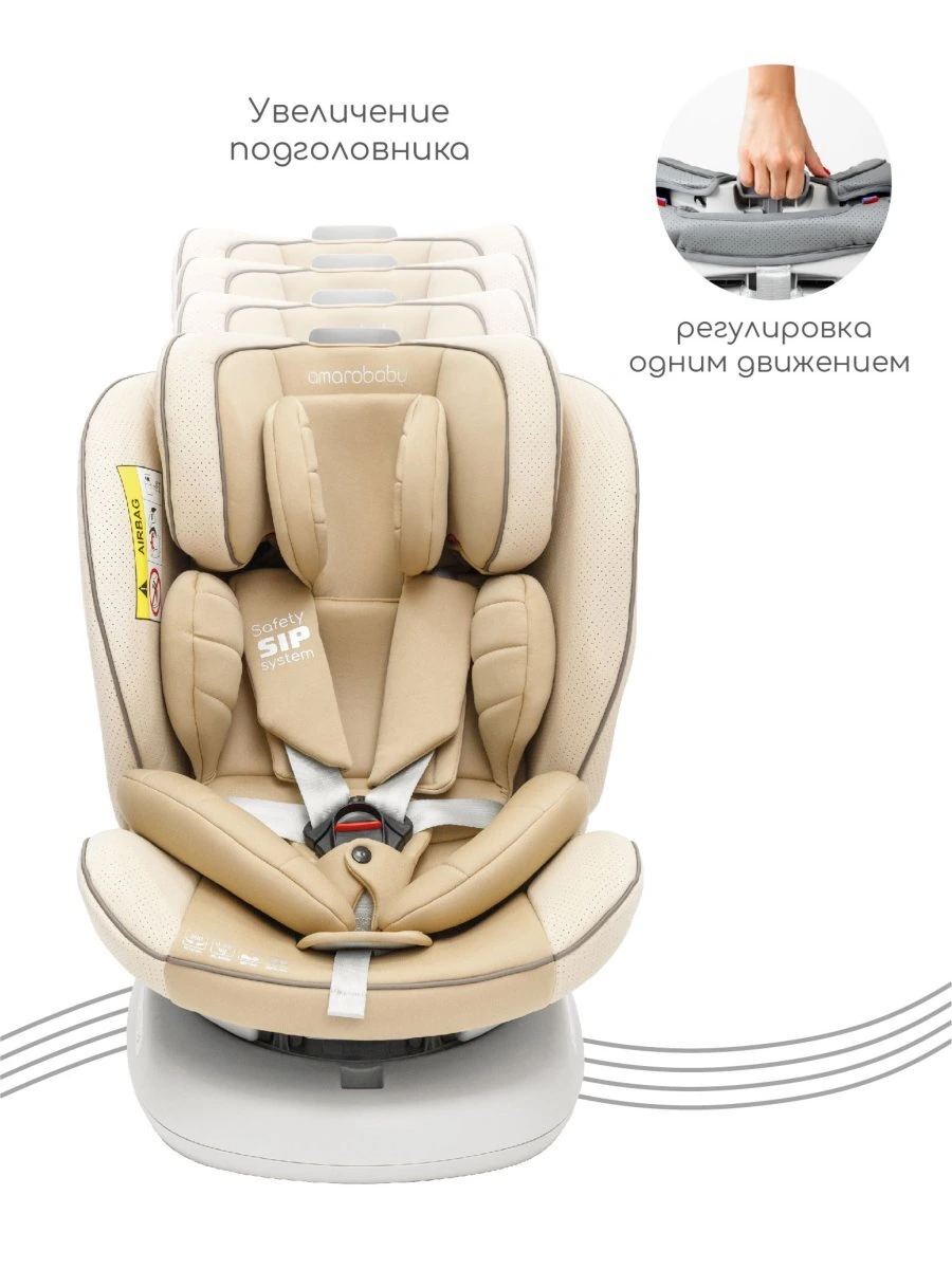 Автокресло детское CHAMPION, Isofix класс D, группа 0+/1/2/3 бежевое