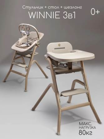 Стульчик для кормления 3 в 1 Winnie молочный