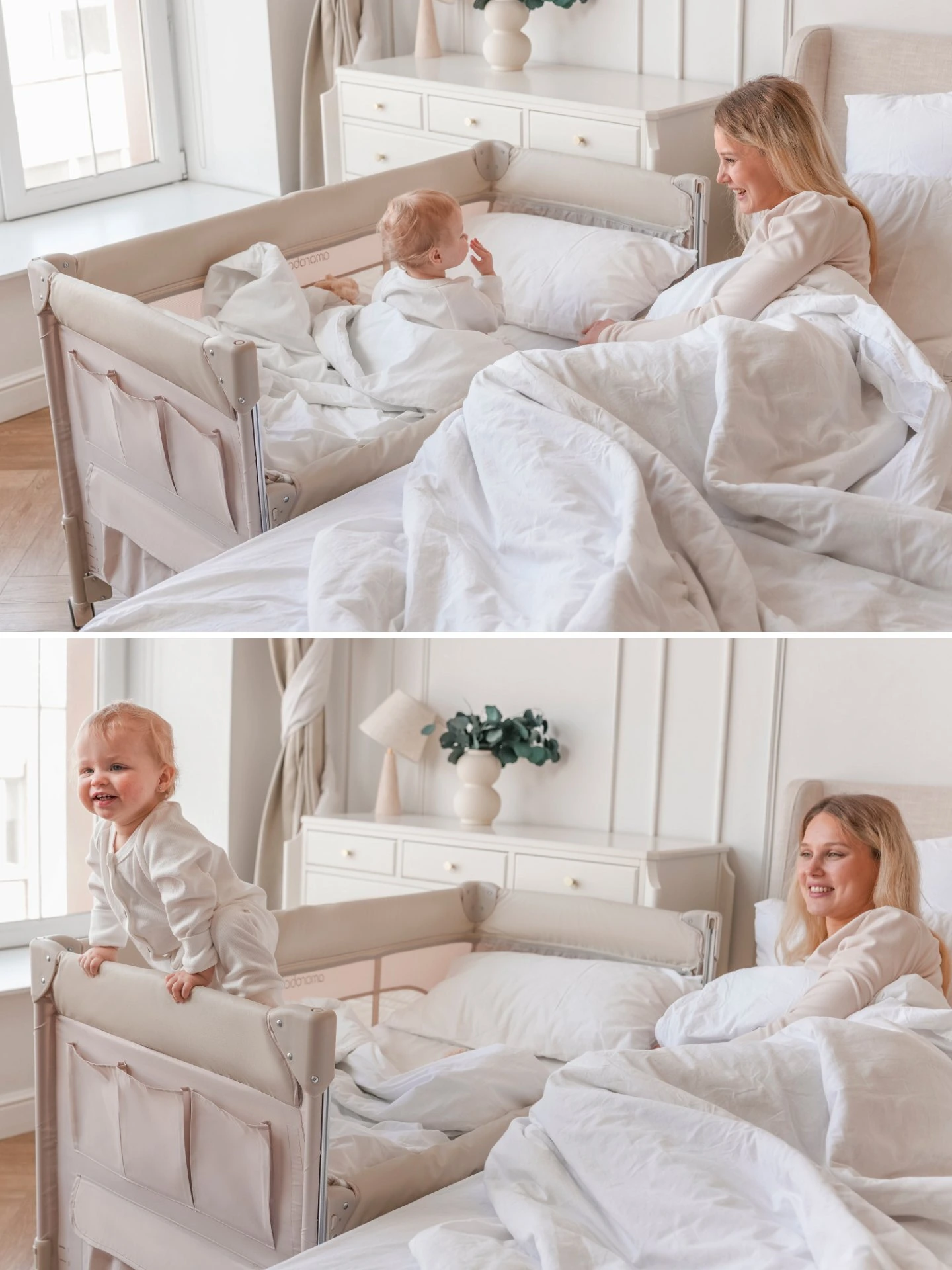 Манеж-кровать Amarobaby OASIS прямоугольный молочный