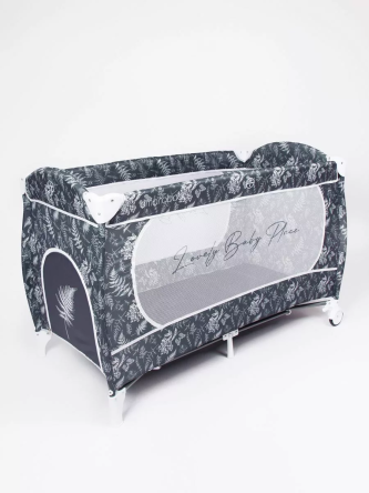Манеж-кровать HAPPY PLACE (Leaves) прямоугольный, серый