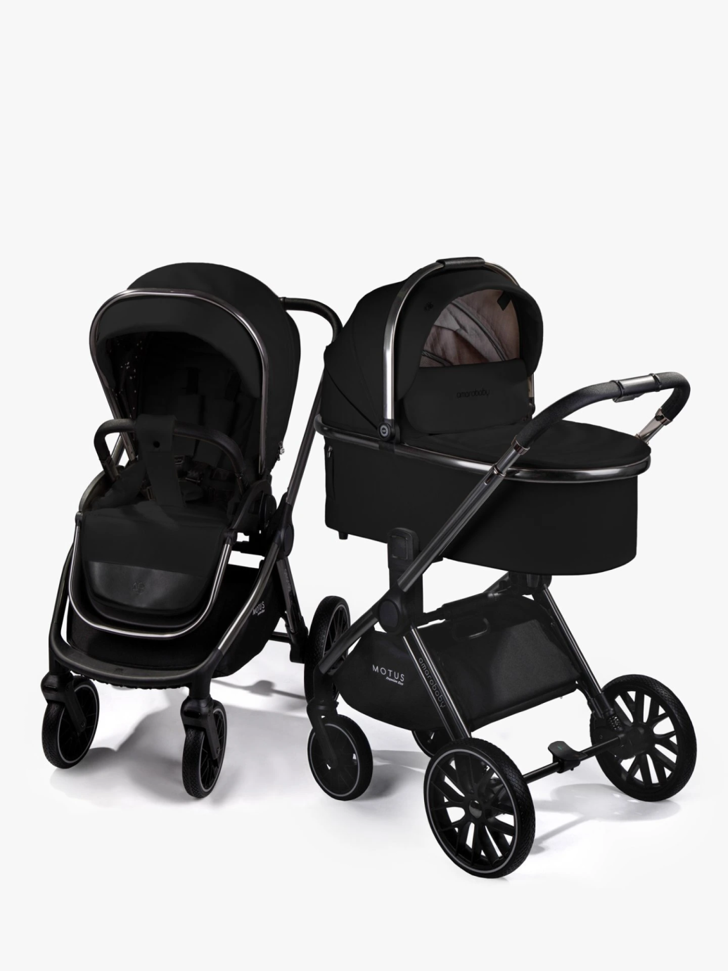 Коляска детская из экокожи 2в1 Motus Premium Ecco, черный