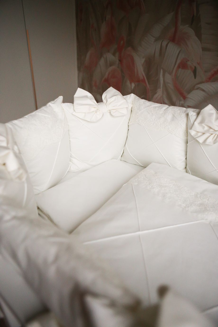 Комплект 17 предметов ""Classico" молочный сатин / кружево"