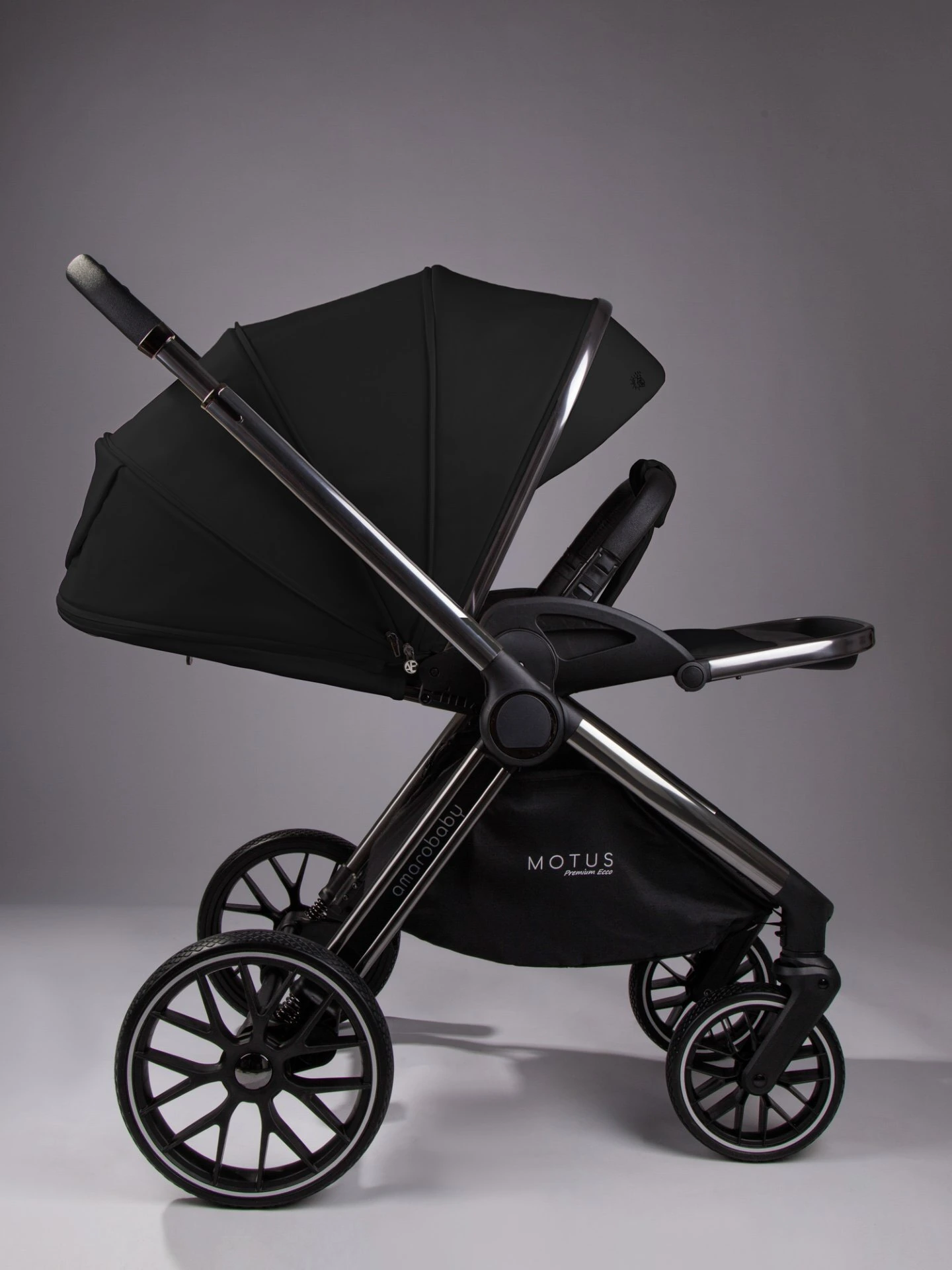 Коляска детская из экокожи 2в1 Motus Premium Ecco, черный