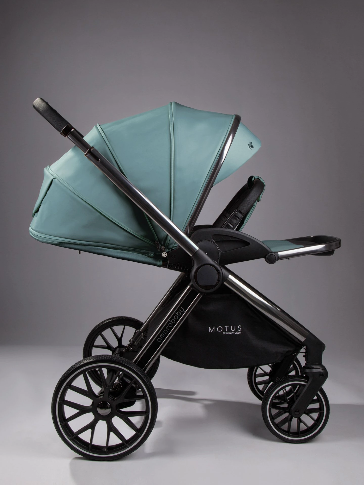 Коляска детская из экокожи 2в1 Motus Premium Ecco, лагуна