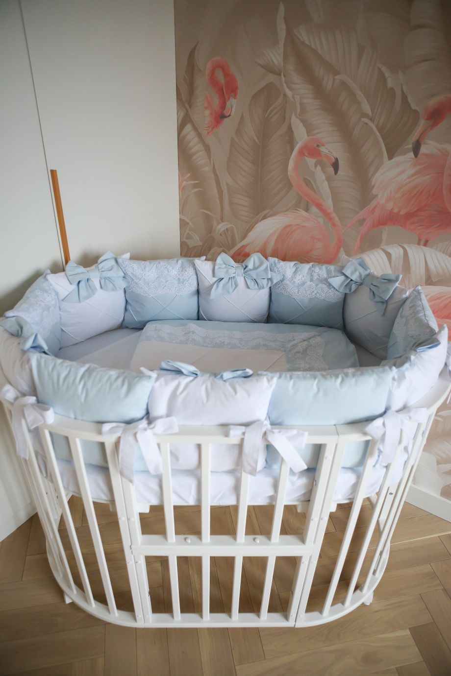 Комплект 17 предметов ""Classico" голубой сатин / кружево"