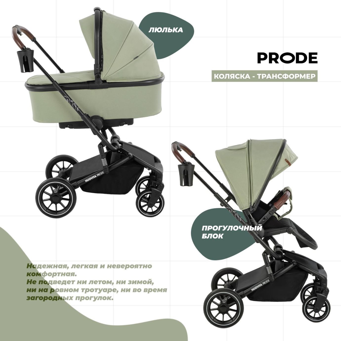 Детская коляска 2 В 1 NUOVITA PRODE