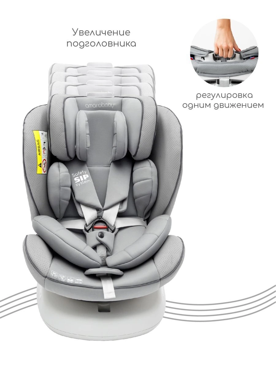 Автокресло детское CHAMPION, Isofix класс D, группа 0+/1/2/3 серый