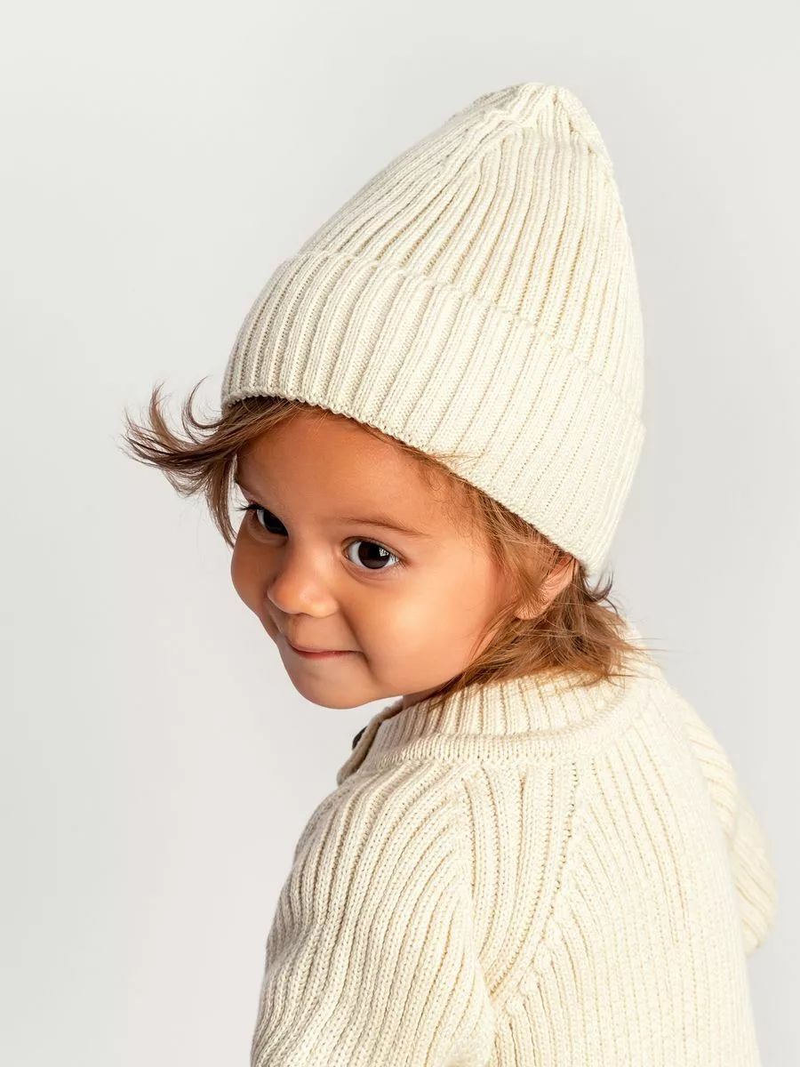 Шапка детская вязаная Pure Love Tot, демисезонная, молочный