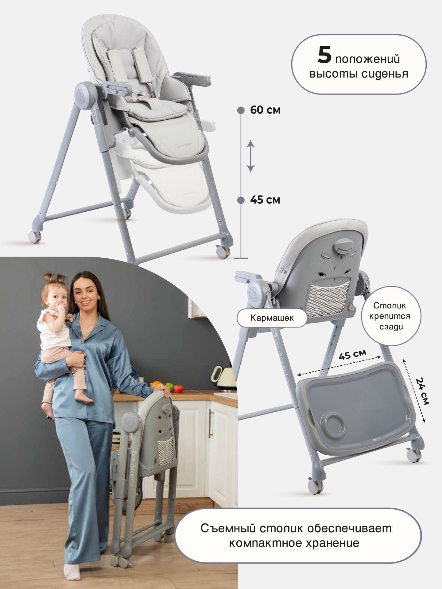 Стул для кормления Peppy Sommelier (Grey)