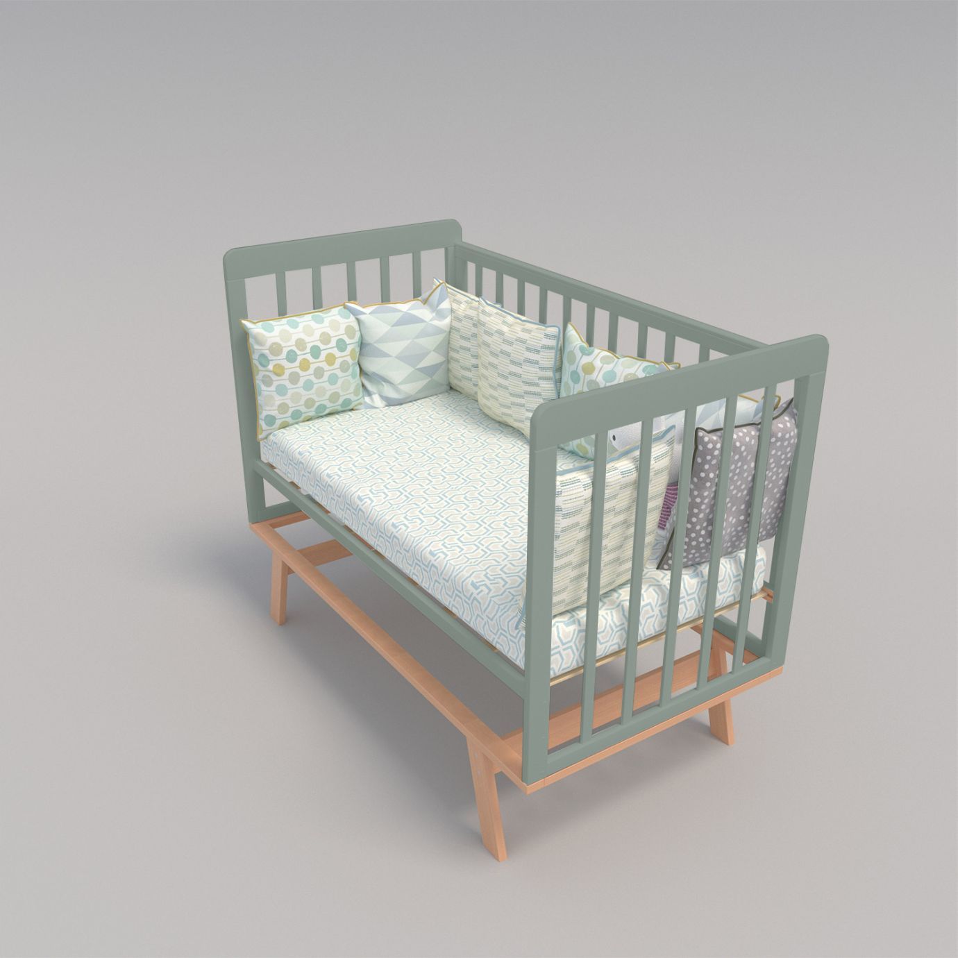 Кровать Indigo FLORA (прод. маятник) шалфей-бук