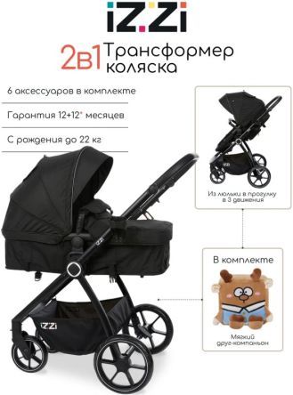 Коляска-трансформер iZZi Black