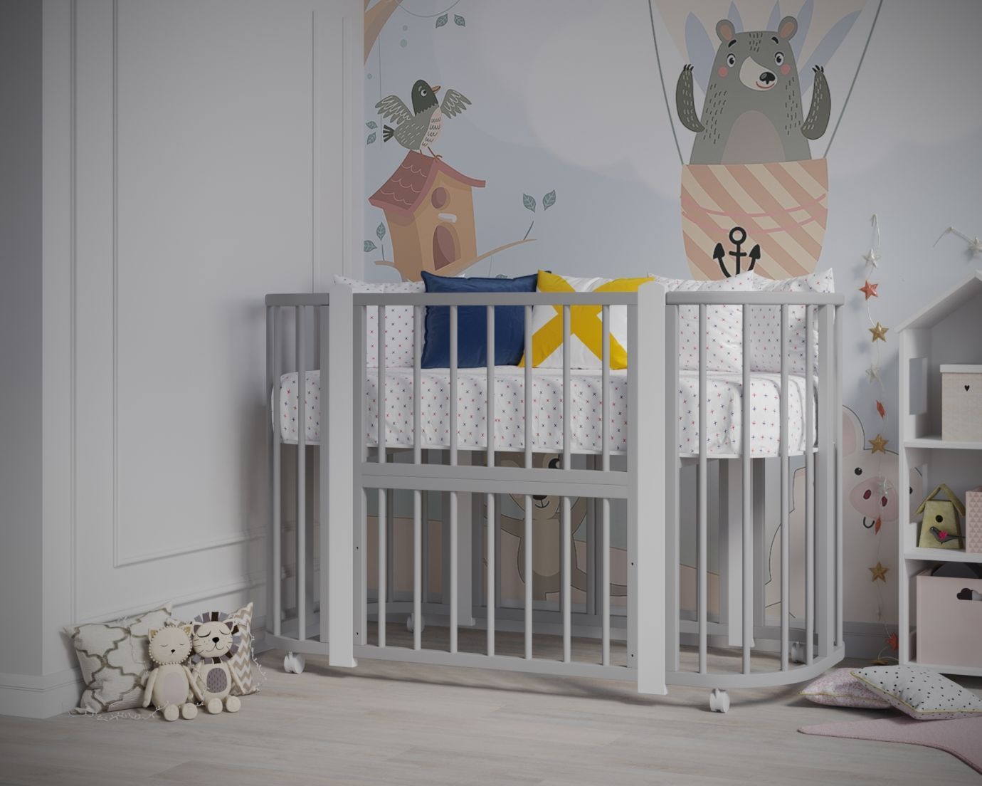 Кроватка детская Nuvola New 5 в 1 круглые ламели