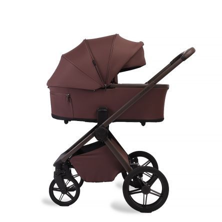 Коляска 2в1 Peppy Monaco Plus Burgundy (винный), рама коричневая