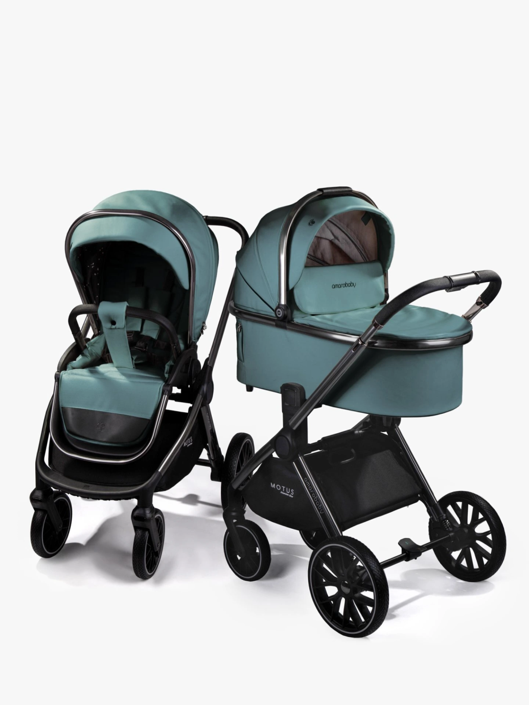 Коляска детская из экокожи 2в1 Motus Premium Ecco, лагуна