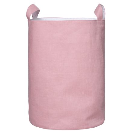 Тканевая корзина из розового льна