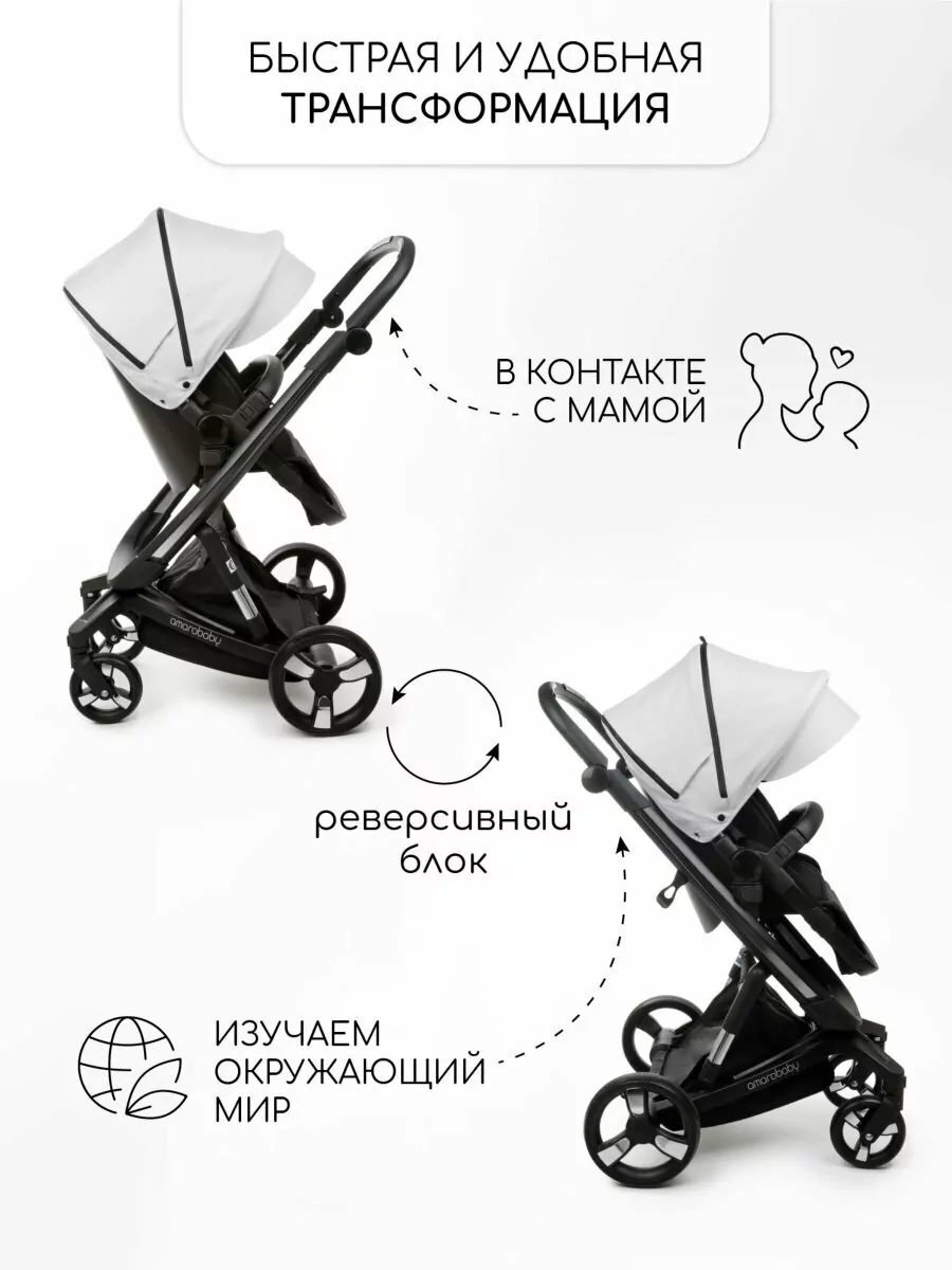 Коляска детская из экокожи 2 в 1 TUTUM белая