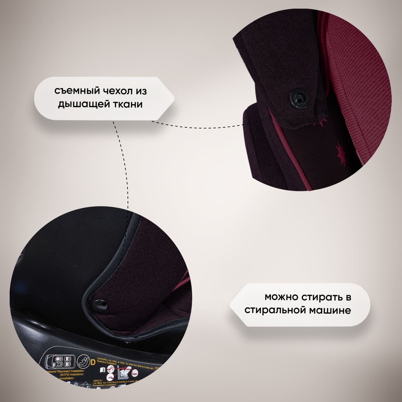 Автокресло группа 0123 (0-36) Fortuna 360 SPS Isofix Wine/Black