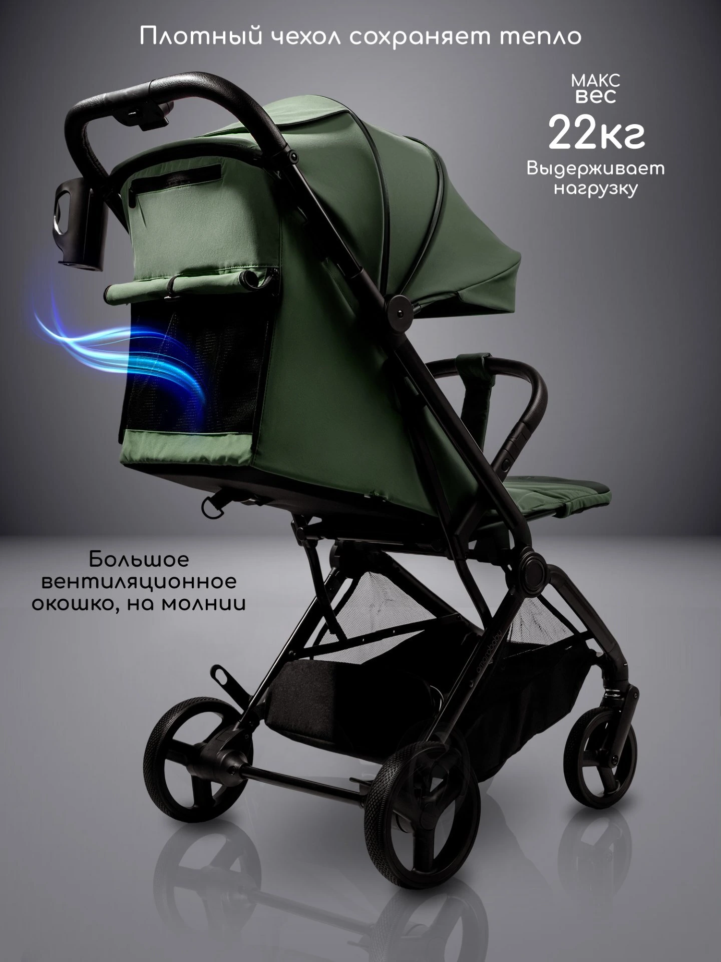 Коляска прогулочная Amarobaby Ride зеленый