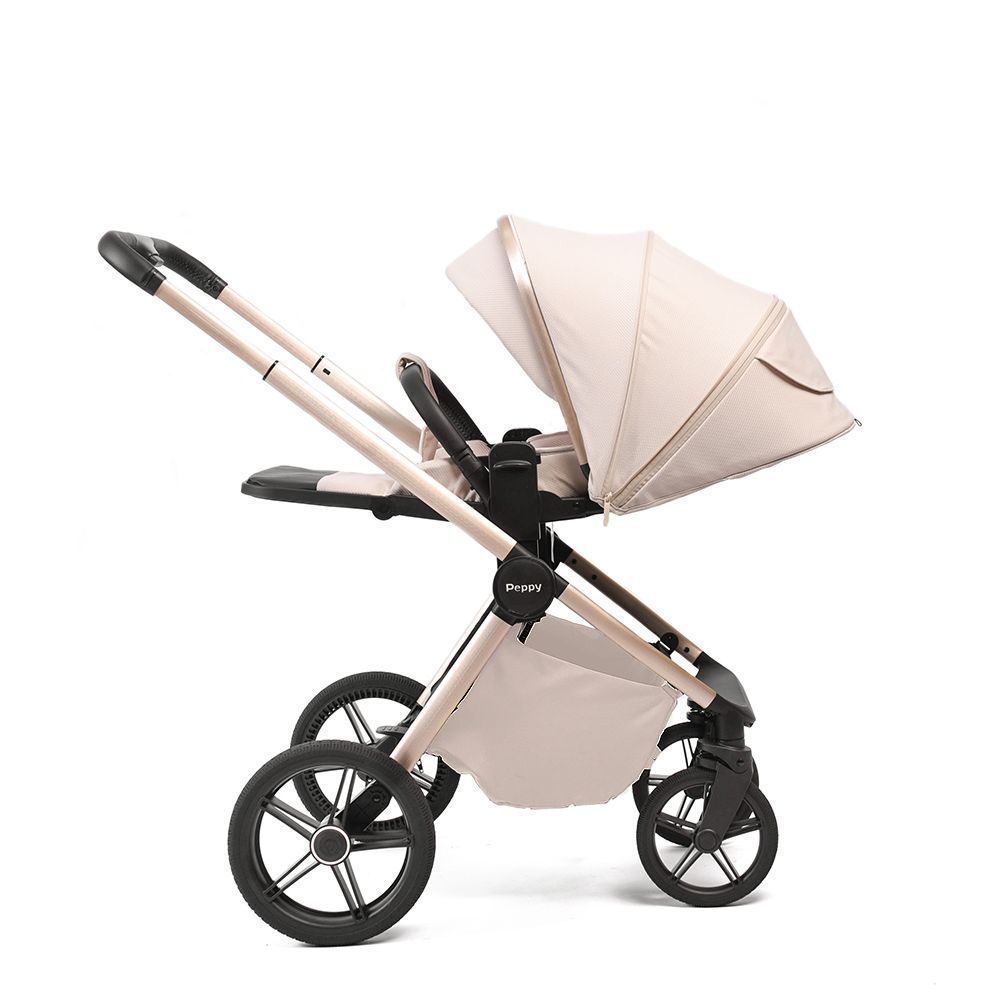Коляска 2в1 Peppy Monaco Plus Beige (рама беж, шлифованный алюминий)
