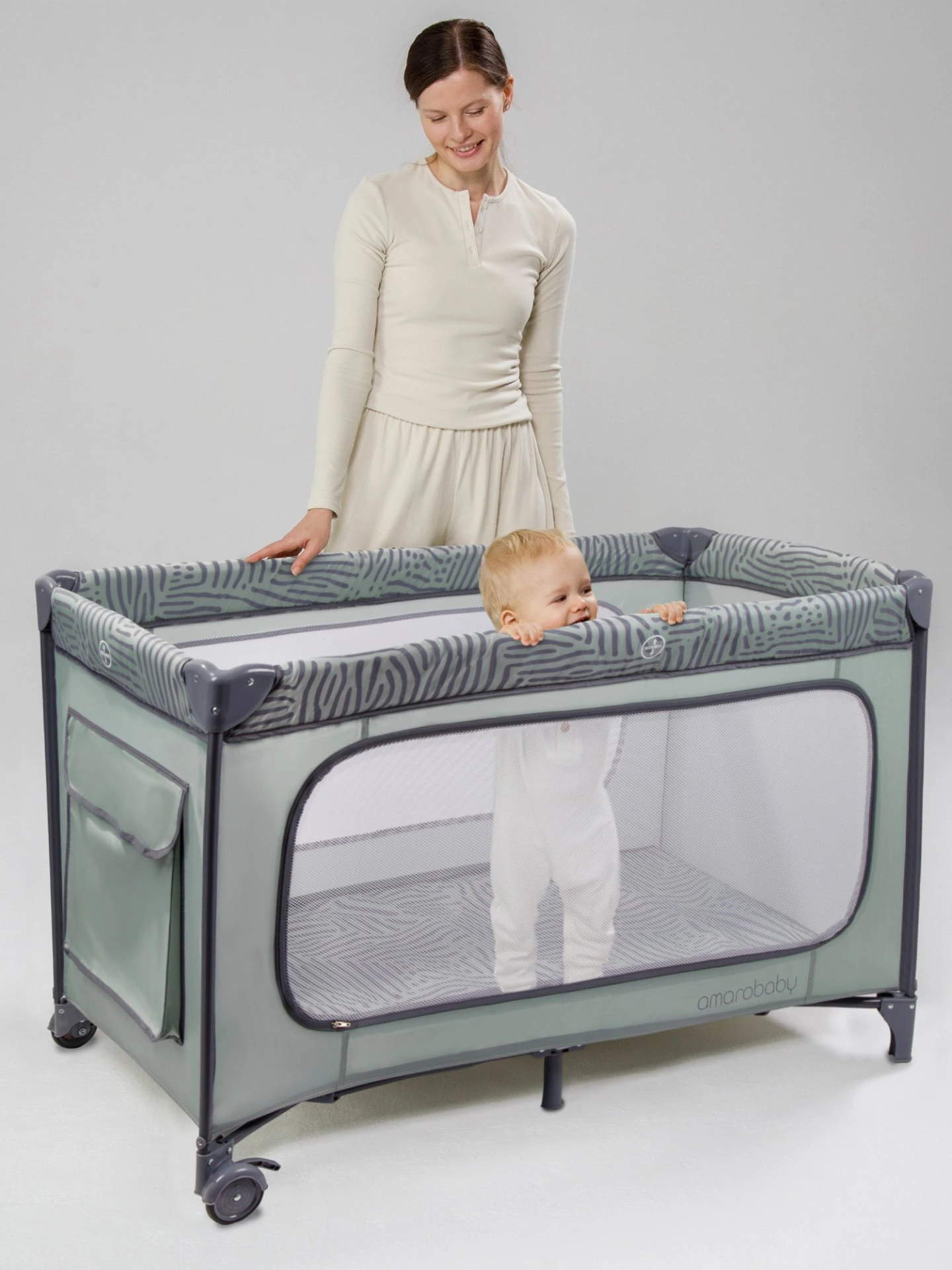 Манеж-кровать SMART, прямоугольный, серый/темно-серый