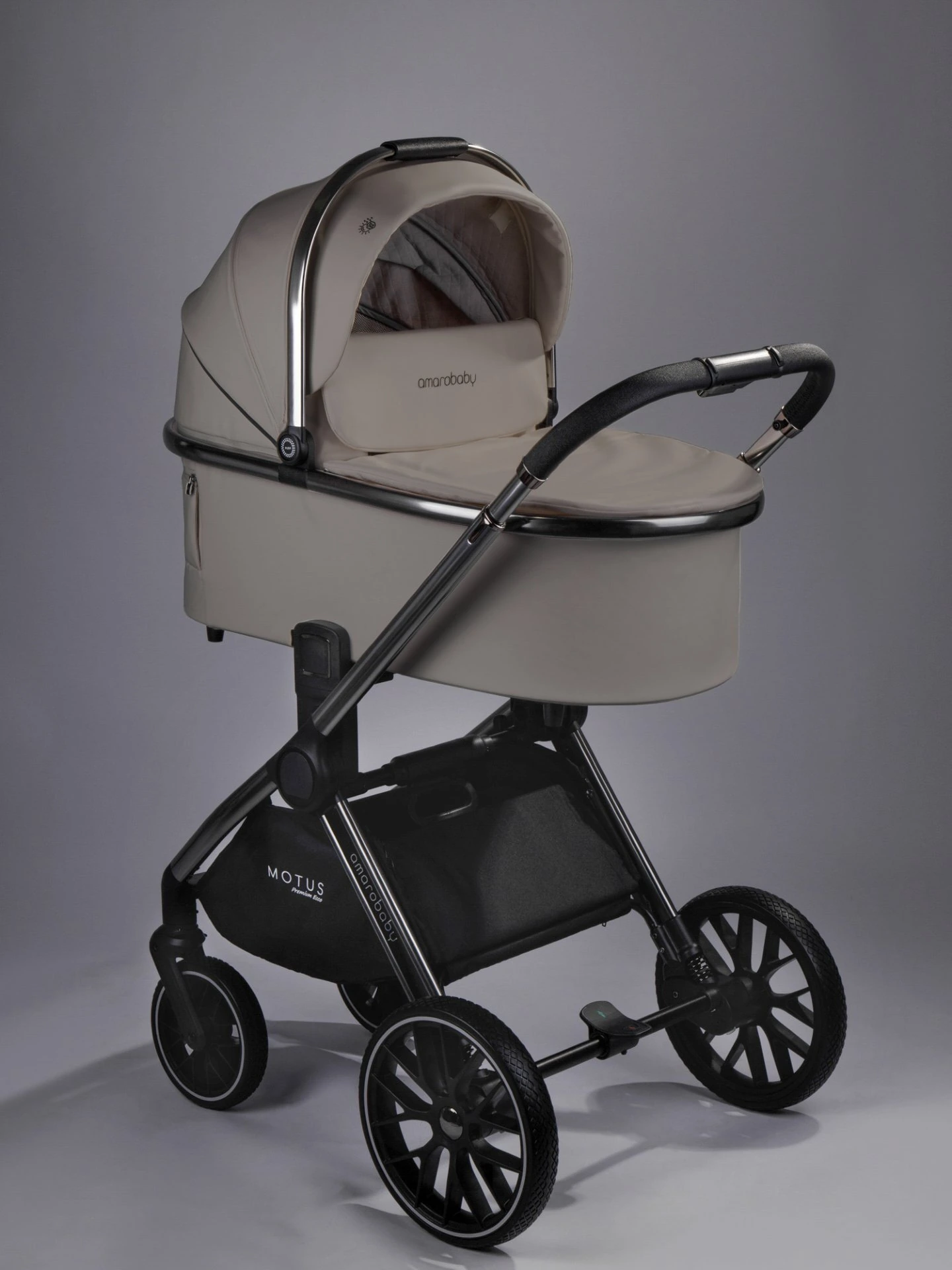 Коляска детская из экокожи 2в1 Motus Premium Ecco, мокко