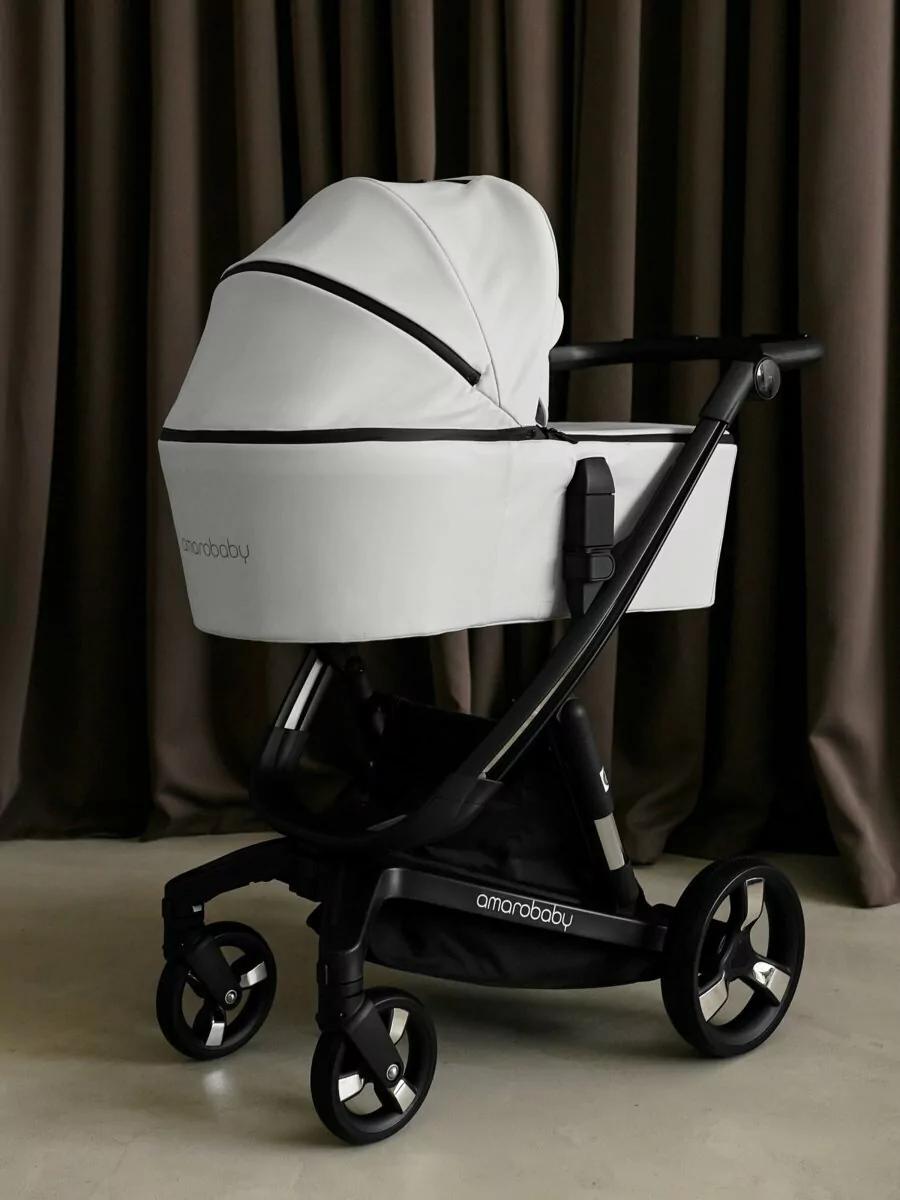 Коляска детская из экокожи 2 в 1 TUTUM белая