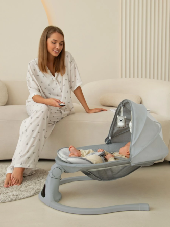 Электронные качели детские Funny swing, серый