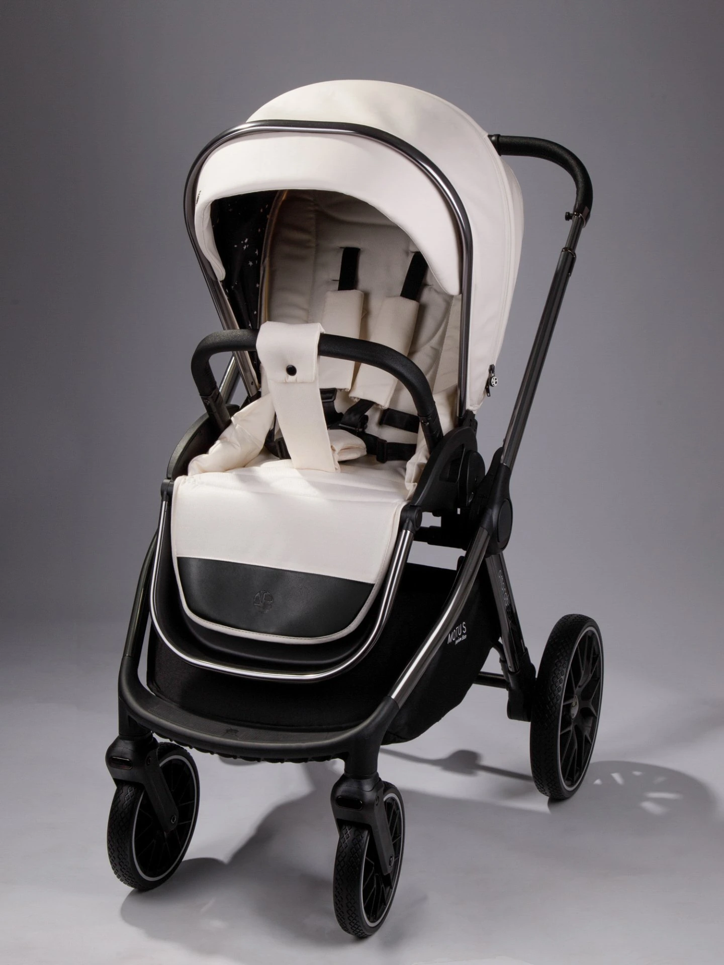 Коляска детская из экокожи 2в1 Motus Premium Ecco, молочный