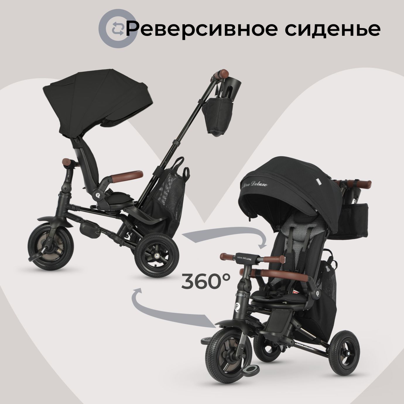 Велосипед трехколесный Qplay S702 NOVA DELUXE Black (Lux/Black)