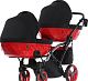 Коляска для двойни JUNAMA Diamond Special red DUO Slim